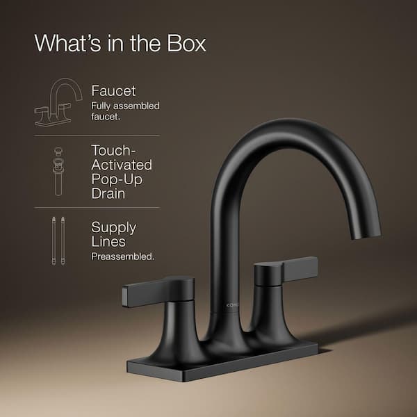 bk　S KOHLER Venza 4 in. Centerset Double Handle Bathroom Faucet in
