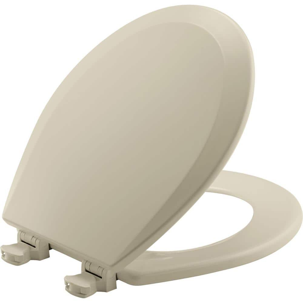 Bemis Round Enameled Wood Toilet Seat in Bone with Easy•Clean? Hinge