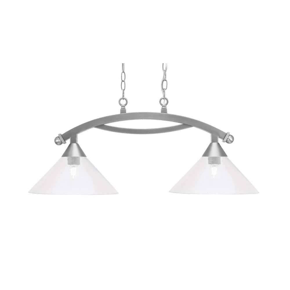 Bridgewater 2 Light Brushed Nickel Linear Chandelier, Any room with 12 in. 
