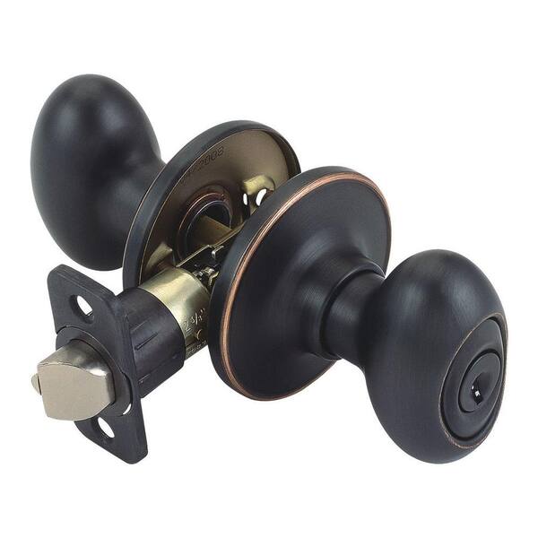 Design House Egg Oil-Rubbed Bronze Keyed Entry Door Knob with Universal 6-Way Latch