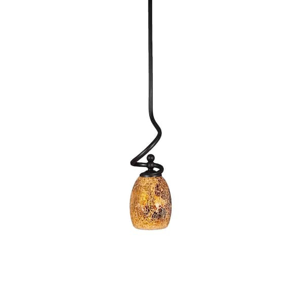 Unbranded Royale 100 W 1-Light Dark Granite Standard Mini Pendant Light with Glass Shade