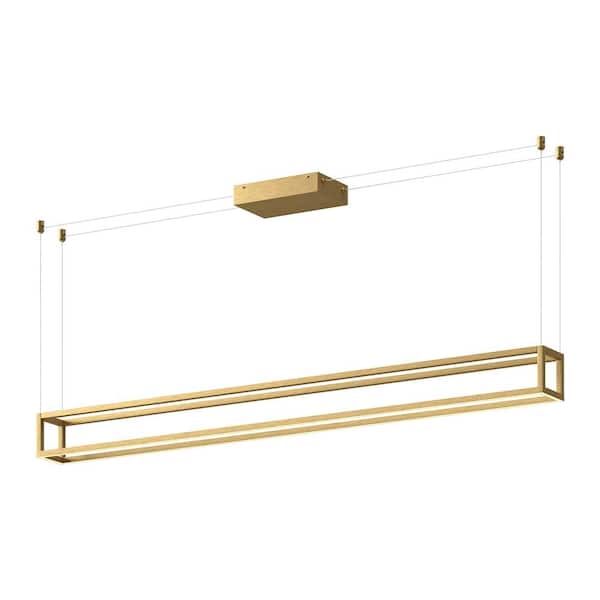 KUZCO Plaza 60 in. 1 Light 80-Watt Brushed Gold Integrated LED Pendant Light