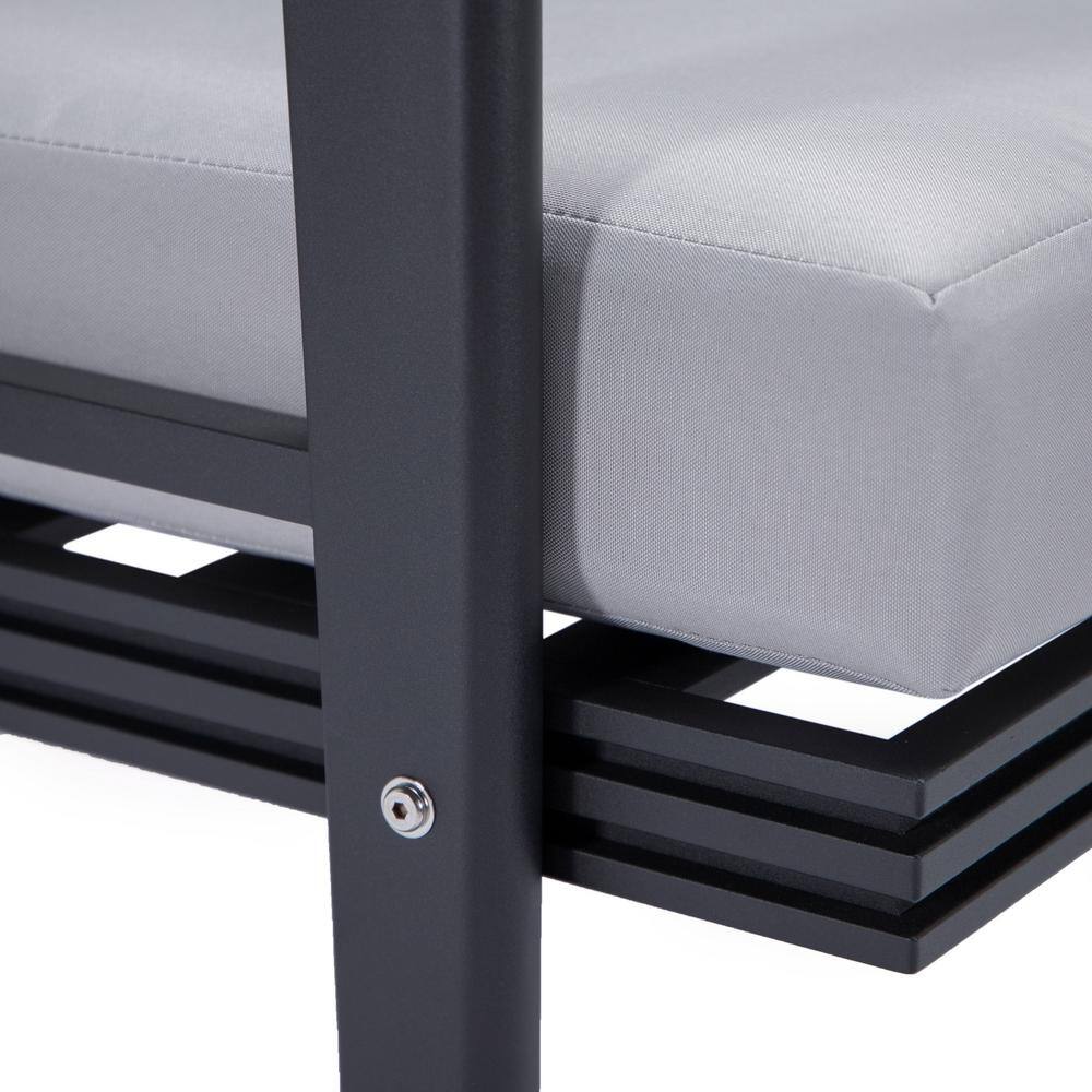 Walbrooke Light Grey Cushioned Aluminum Outdoor Loveseat