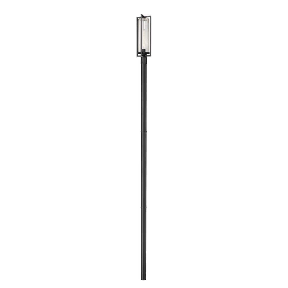 Aura 1-Light Black Aluminum Hardwired Outdoor Marine Grade Post Light Set w
