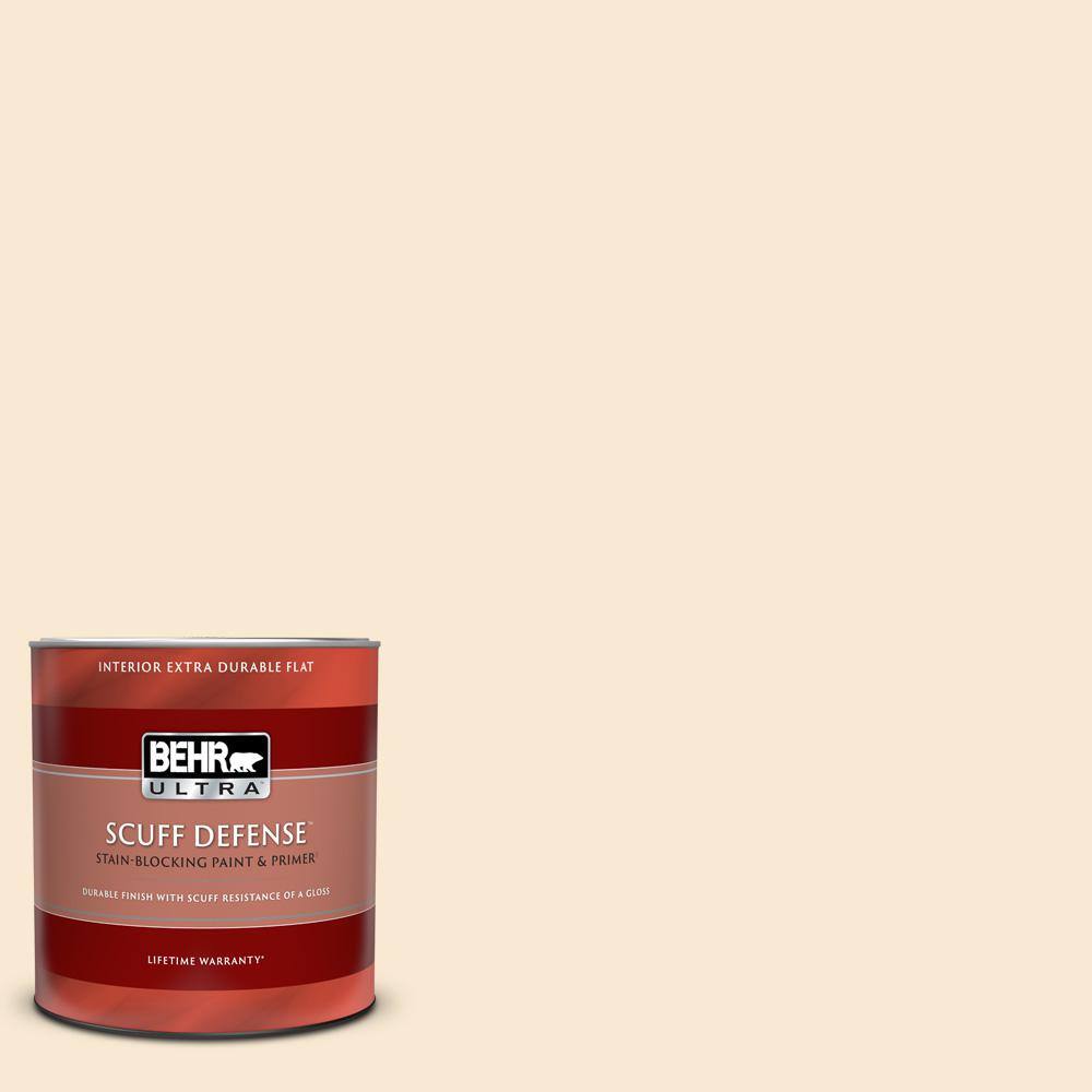 BEHR ULTRA 1 qt. #OR-W05 Almond Milk Extra Durable Flat Interior Paint ...