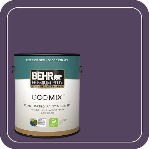 1 gal. #S-H-670 Plum Semi-Gloss Enamel EcoMix Plant-Based Interior Paint & Primer