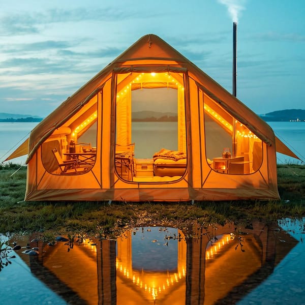 Inflatable Tent for Camping Blow Up Tent with Hand Pump Easy Setup Inflatable Hot Tent 4-6 Person Glamping Tent