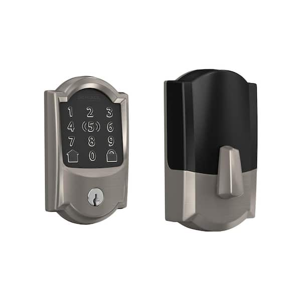 Schlage Camelot Satin Nickel Electronic Encode Plus Smart WiFi Deadbolt with Alarm