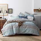 Tri Band 3-Piece Multicolored Geometric Organic Cotton Percale King Duvet Cover Set