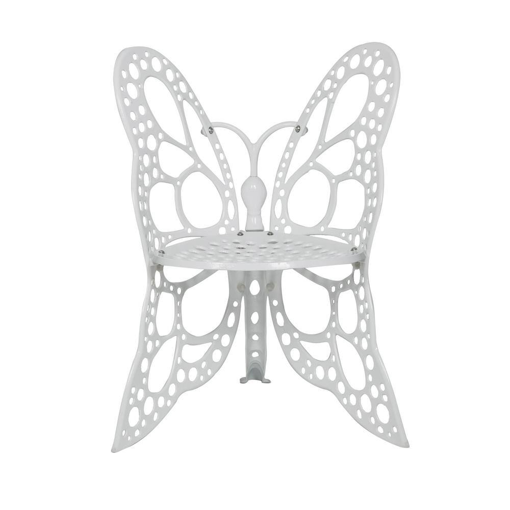 Elegant White Butterfly 4-Person Garden Set in Cast Aluminum