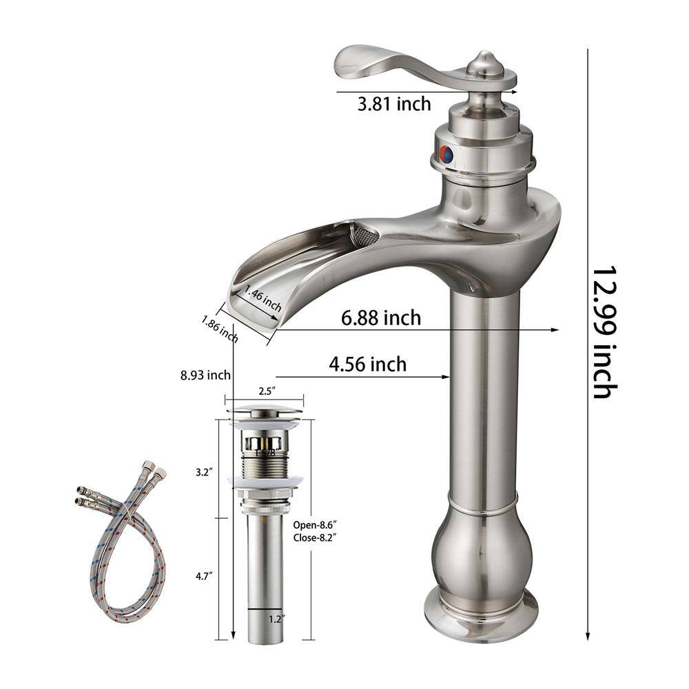 Brushed Nickel High Arc Single Handle Bathroom Faucet