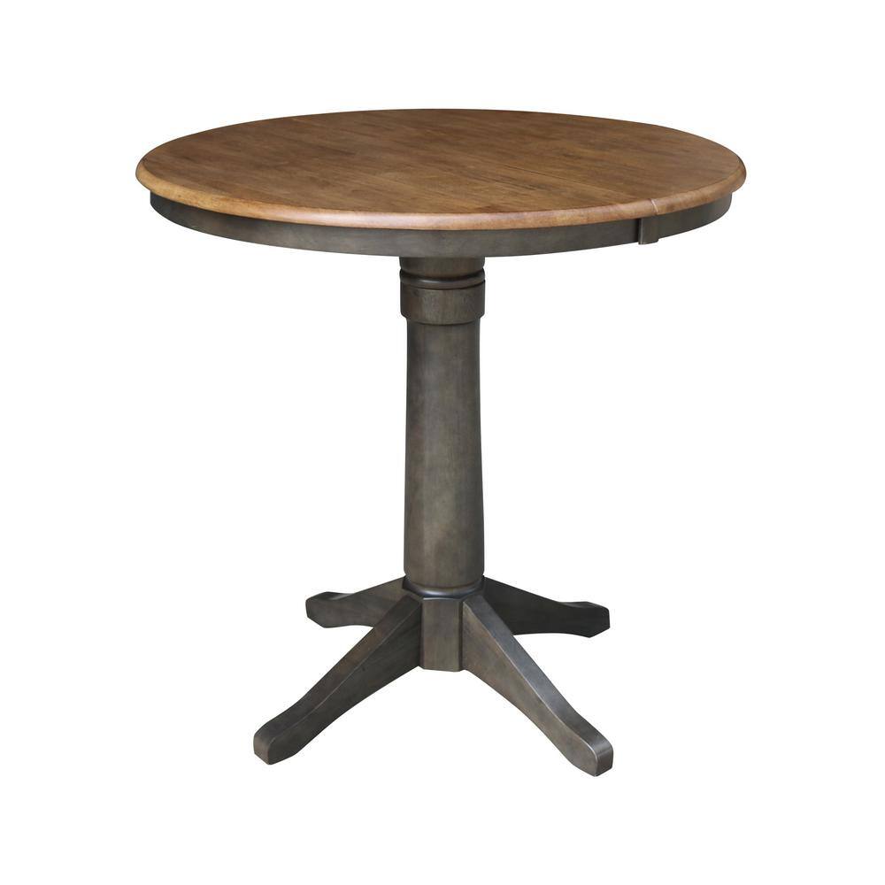 50.8" Round Extendable Wood Counter Height Table in Hickory