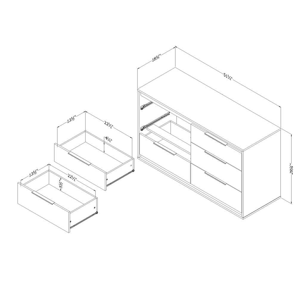 Soft Elm and White Double Dresser with Mirror