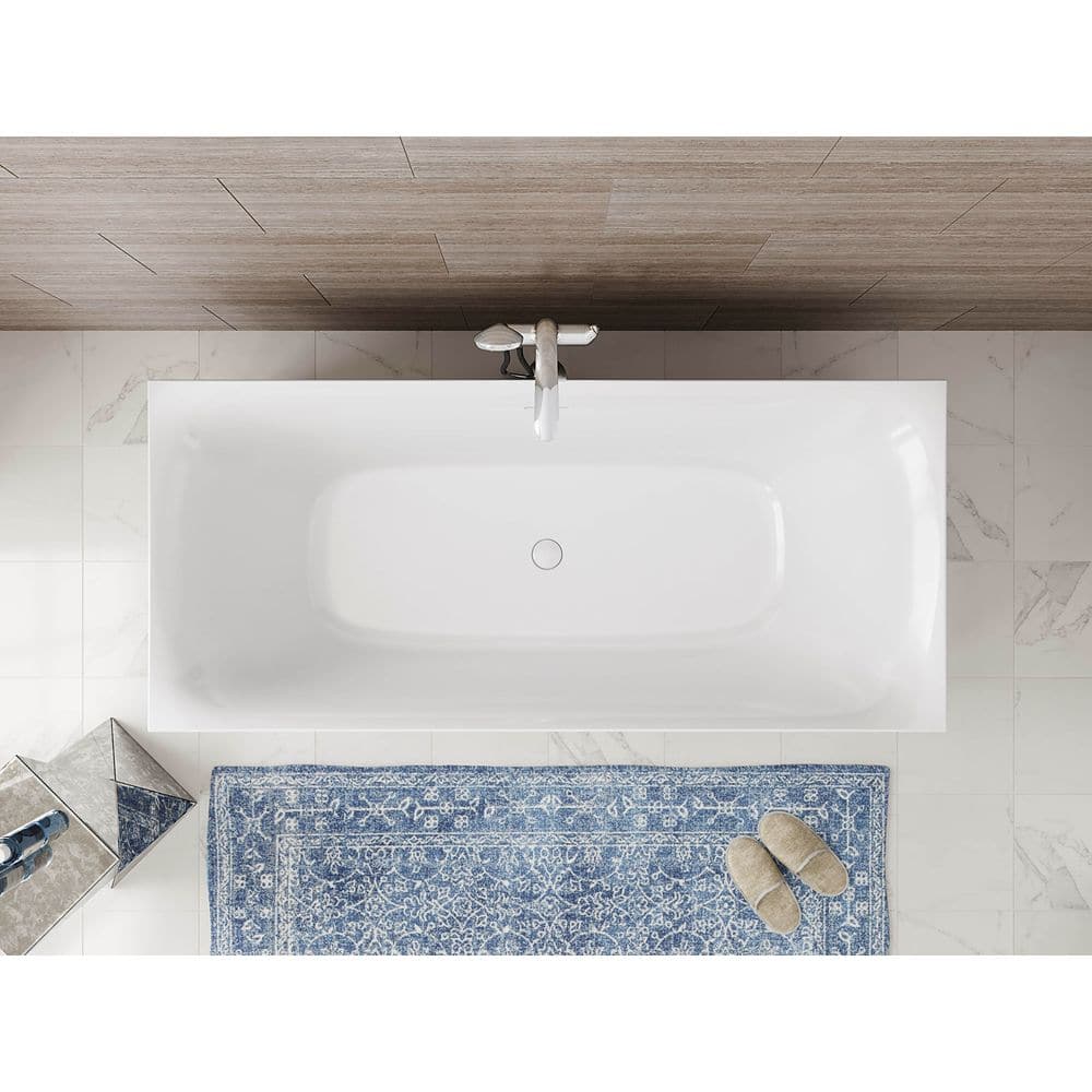 67'' Non-Slip White Freestanding Acrylic Soaking Bathtub