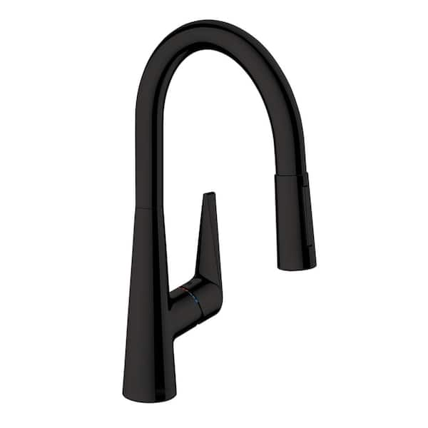 Hansgrohe Talis S Single-Handle Pull Down Sprayer Kitchen Faucet with QuickClean in Matte Black