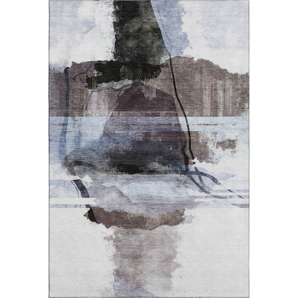 Mayfield Premium Machine Washable Abstract AMF2033 Brown 10 ft. x 14 ft. Area Rug