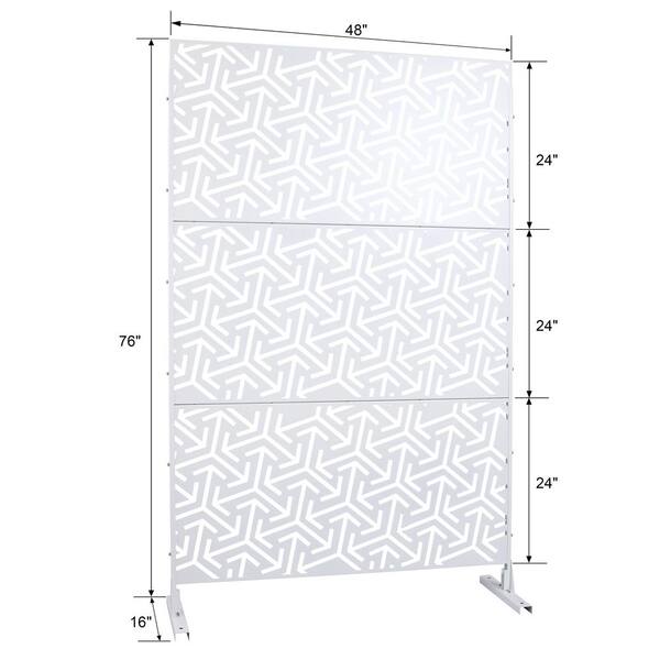 76 in. H x 48 in. W Metal Freestanding Decorative Privacy Screen in White, Outdoor and Indoor Privacy Fence Panels