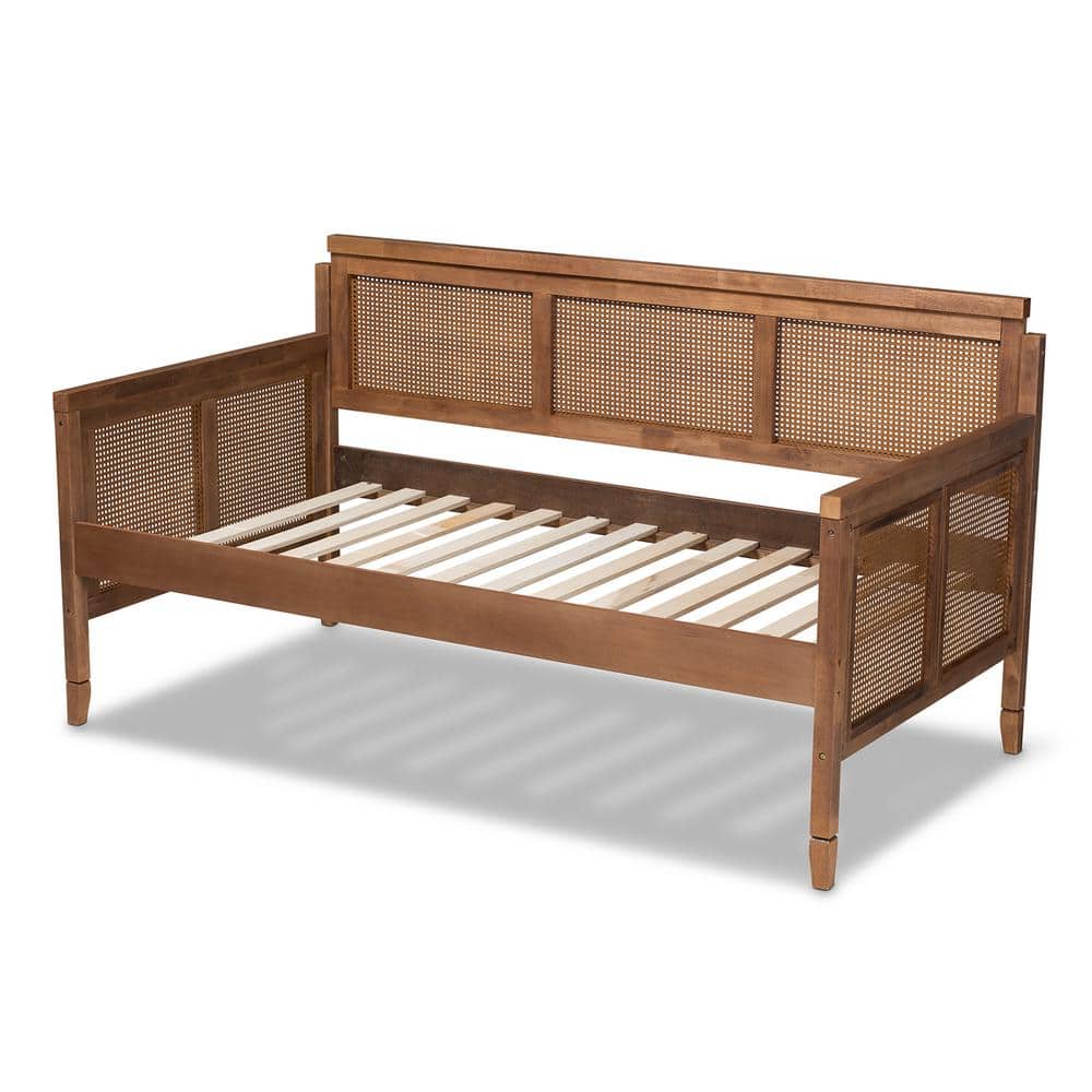 Walnut Brown Twin Upholstered Daybed with Trundle