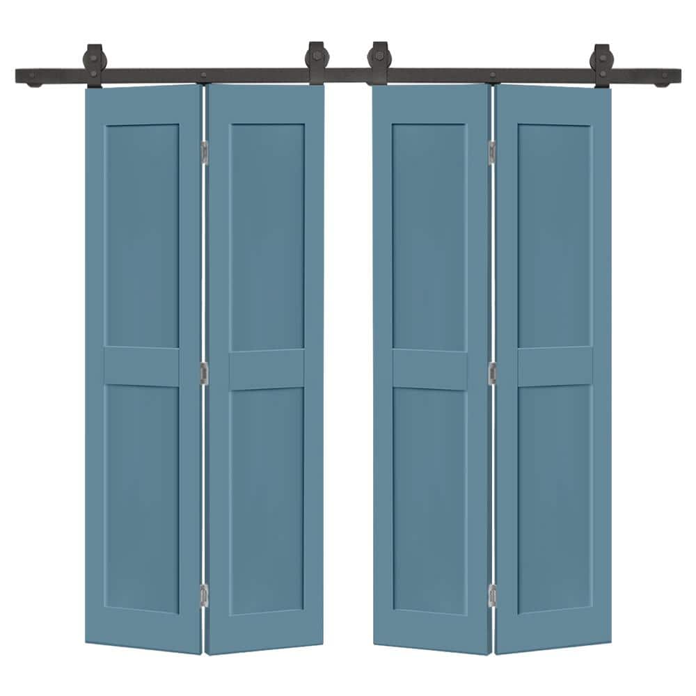 72 in. x 84 in. 2 Panel Shaker Hollow Core Dignity Blue Composite Double Bi-fold Door with Barn Door Hardware Kit price history on PriceWatchPro