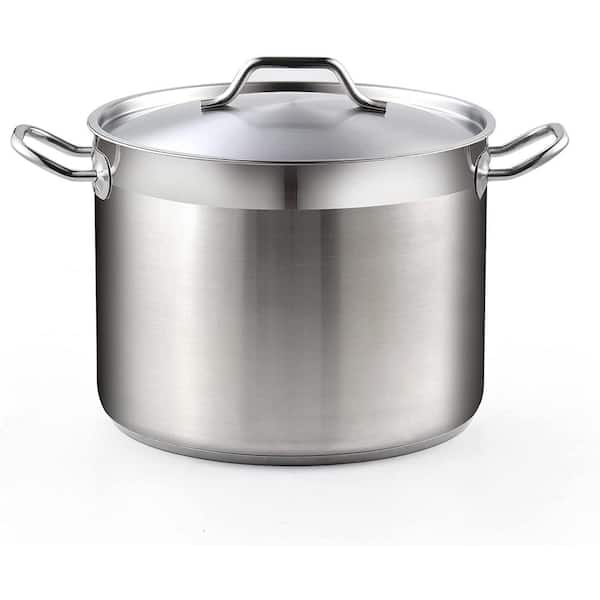 Browne 5723924 Thermalloy Stock Pot, 24 Qt. Stainless Steel Stock Pot,  Induction Ready