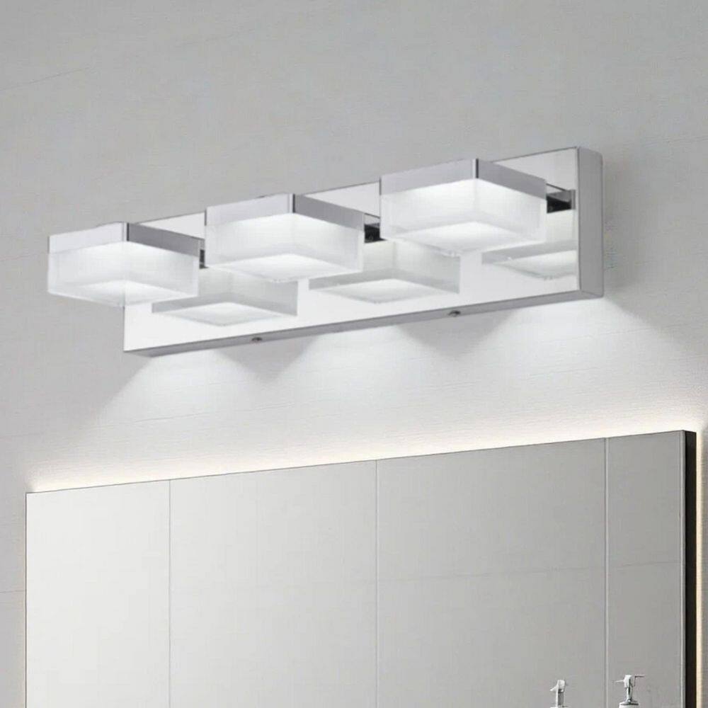 18 in. 3-Light Chrome Integrated LED Bathroom Vanity Light Wall Sconce for Damp Location price history on PriceWatchPro