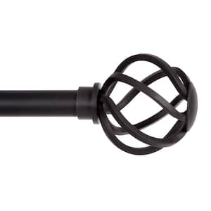 Cage 28-48 in Adjustable Single Curtain Rod 5/8 in. Diameter in Black with Openwork Finials