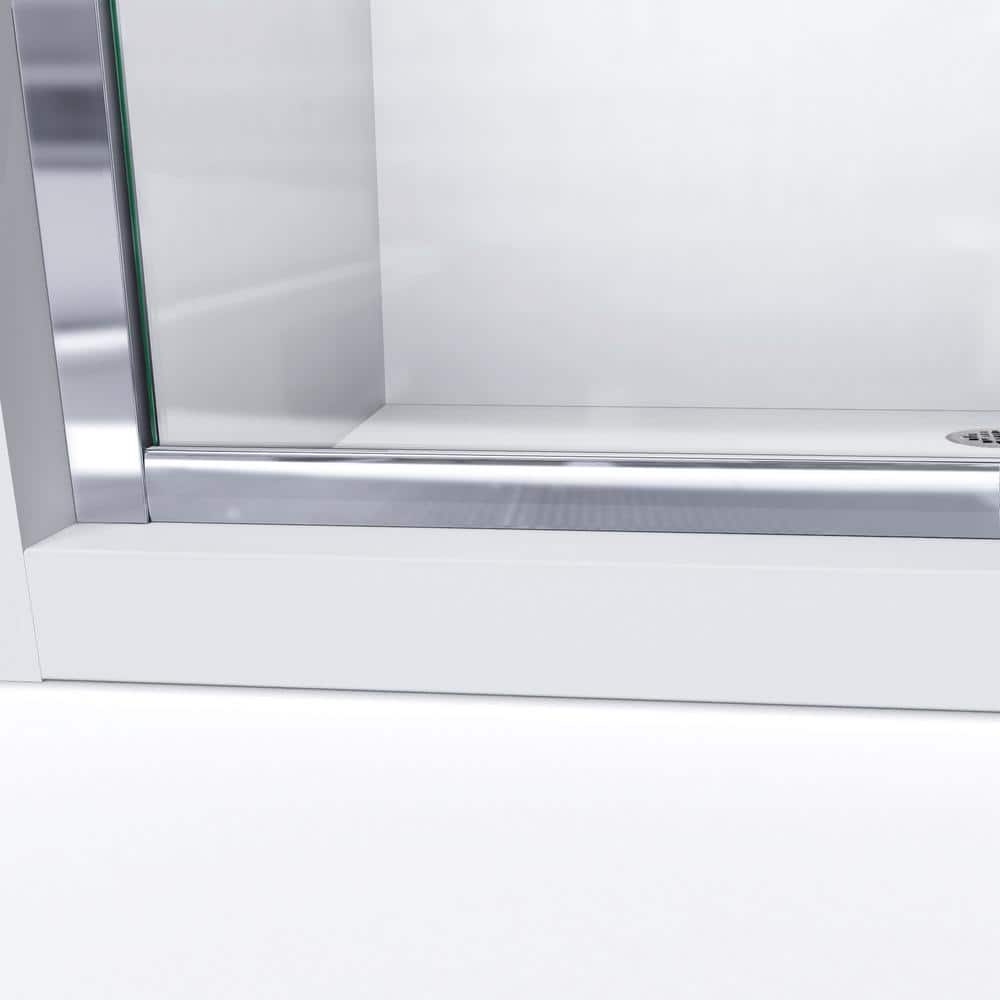 Matte Black Clear Glass Sliding Shower Kit with Left Drain