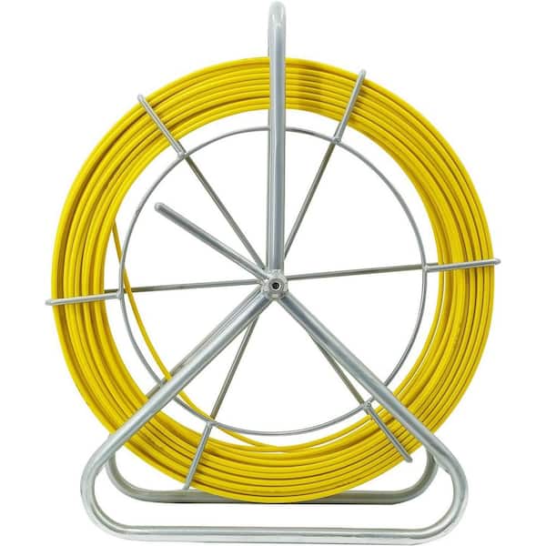 500 ft. Fiberglass Duct Rodder Electrical Fish Tape Cable Pulling Reel with Brake System and Guide Ring