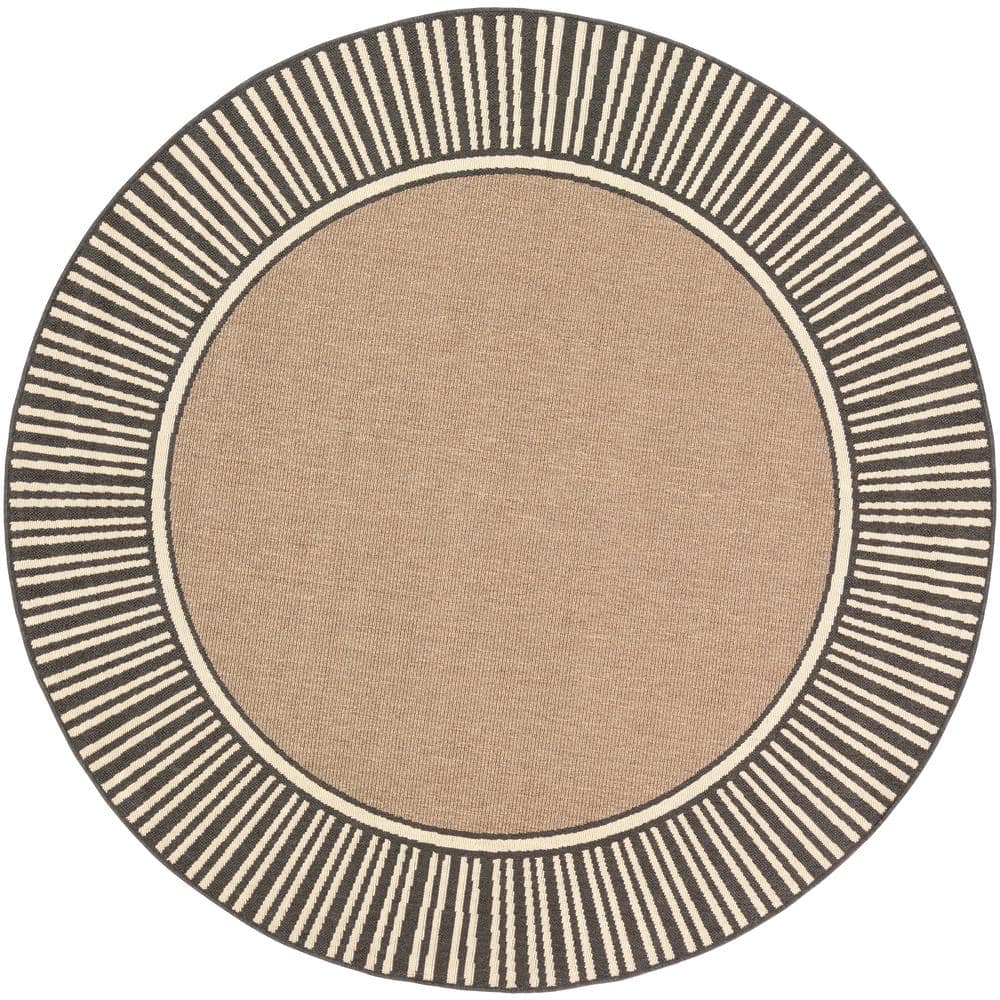 Livabliss Felix Light Brown 8 ft. 10 in. x 8 ft. 10 in. Round Border ...