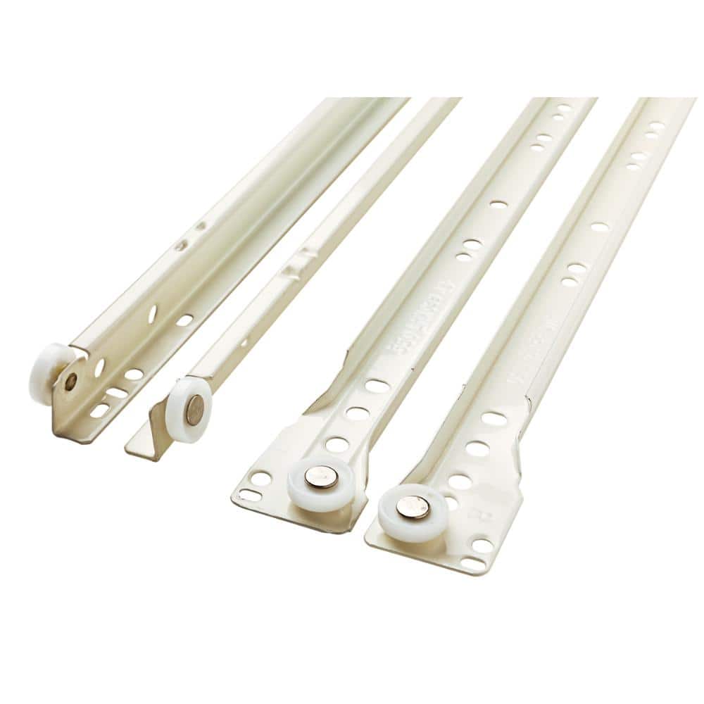 White 16-Inch Bottom Mount Drawer Slide Set