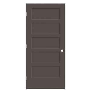 36 in. x 80 in. 5-Panel Bayshore Right-Hand Hollow Willow Wood Composite Single Prehung Interior Door w/ Flat Jamb