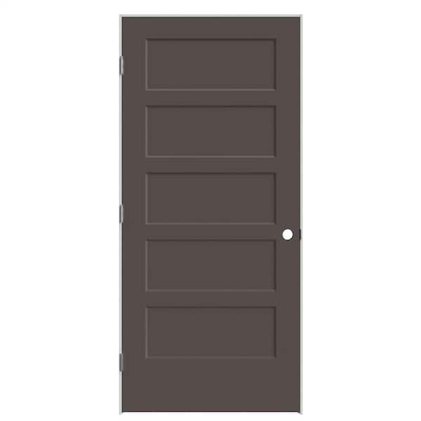 Masonite 36 in. x 80 in. 5-Panel Bayshore Right-Hand Hollow Willow Wood Composite Single Prehung Interior Door w/ Flat Jamb