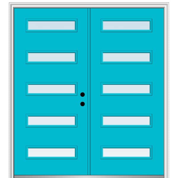 MMI Door 64 in. x 80 in. Davina Left-Hand Inswing 5-Lite Clear Low-E Painted Fiberglass Smooth Prehung Front Door