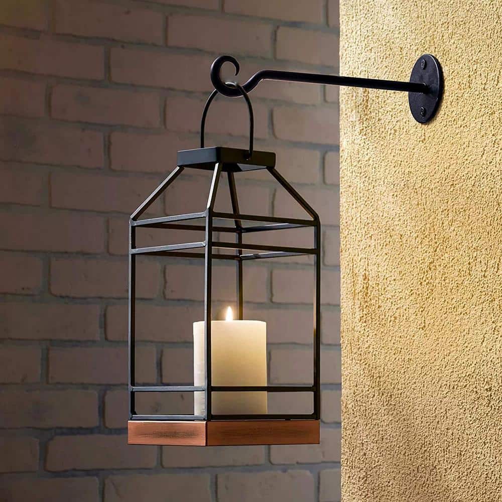 Black Iron Wall Mount Plant Hook Set for Outdoor Decor
