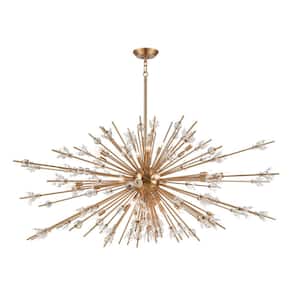 Structure 72 in. W 31-Light Satin Brass Chandelier with No Shades