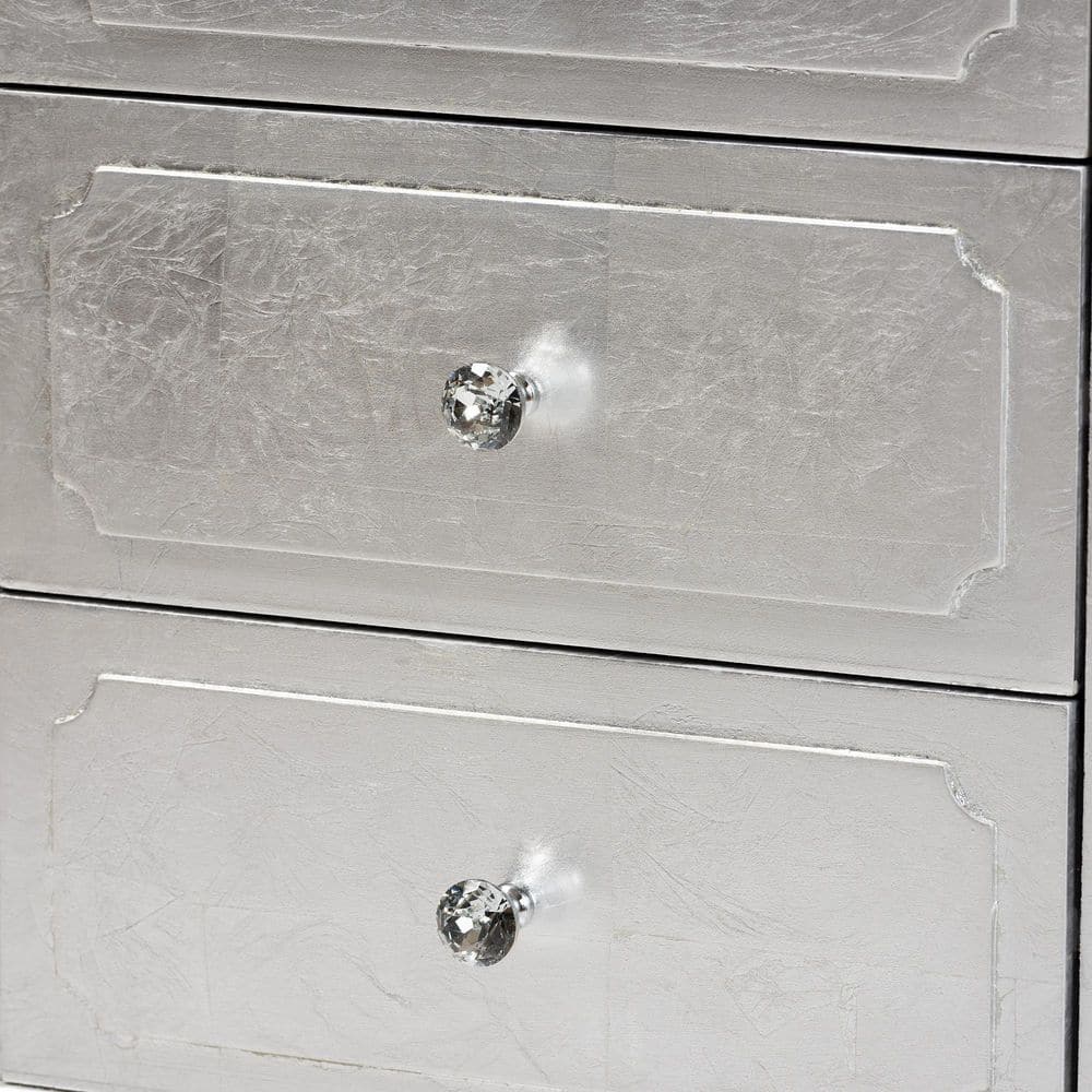 Newton Traditional Silver 3-Drawer Solid Wood Nightstand
