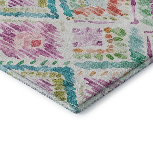 Mayfield Premium Machine Washable Abstract AMF1088 Teal 10 ft. x 14 ft. Area Rug