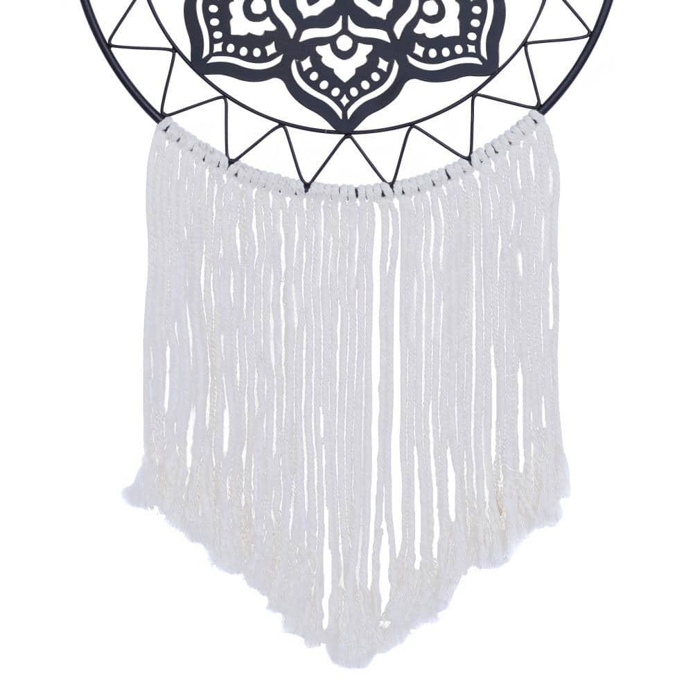 Oversized Black Metal and Canvas Abstract Wall Hanging