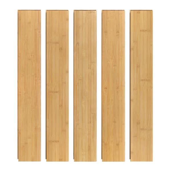 40.15 in. L x 5.11 in. W x 0.6 in. T Click-Lock Solid Bamboo Hardwood Flooring, Light Honey (20 sq. ft. /Case)