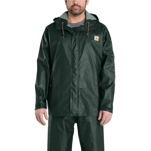 Carhartt Men's Tall 2X-Large Tall Canopy Green Polyethylene/Polyester Waterproof Rain Storm Coat