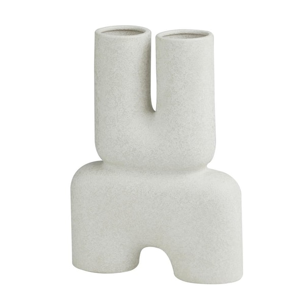 Novogratz 15 in. White U-Shaped Ceramic Abstract Decorative Vase