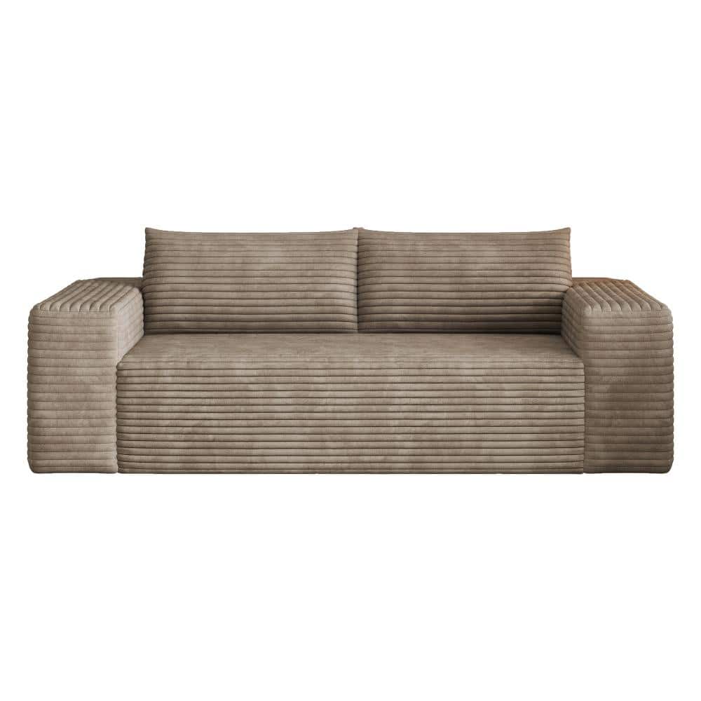 Corduroy Collection 78.8 in. Wide Flared Arm Fabric Deep Seat Loveseat Sofa with Ergonomic Backrest in Camel price history on PriceWatchPro