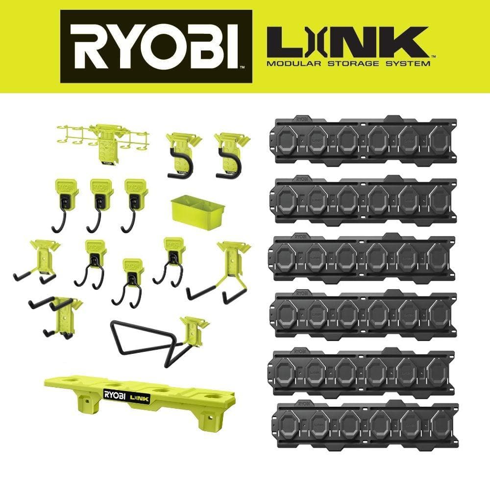 RYOBI LINK 20-Piece Wall Storage Kit and ONE+ Battery Shelf STM509K-STM818  - The Home Depot