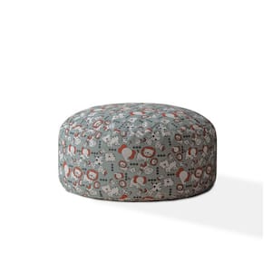 Charlie Grey And White Cotton Round Pouf Cover Only