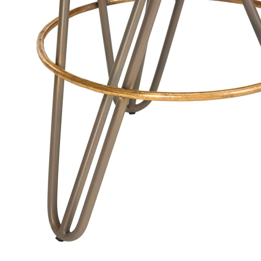 Beige and Gold Hairpin Leg Industrial Bar Stool