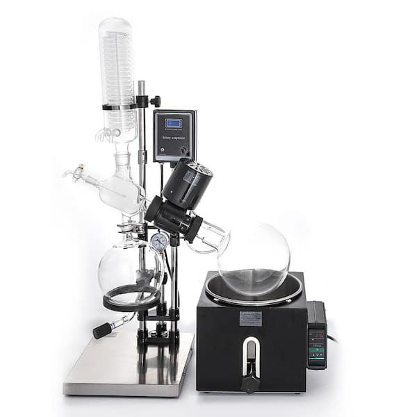 5L Rotary Evaporator w/ Hand Lift RotoVap 99°C Borosilicate Glass 110-Volt 0-90RPM Distillation Lab USA, Stainless Steel