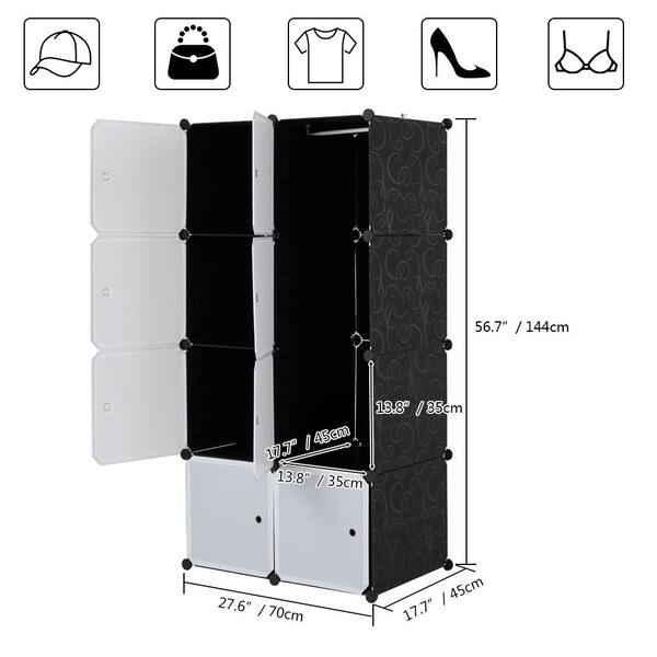 Winado 56 in. H x 18.5 in. W x 28.3 in. D White Plastic Portable Closet with Cube Organizer