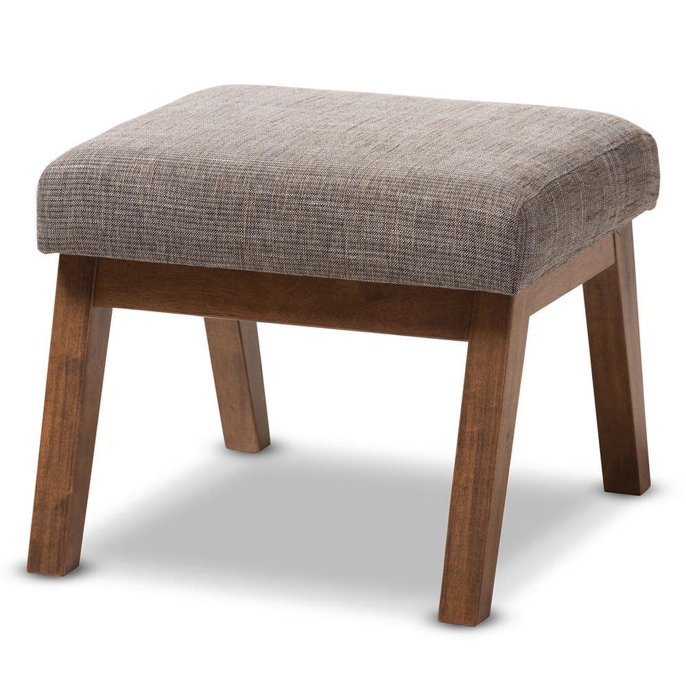 Aberdeen Walnut and Gravel Gray Upholstered Ottoman