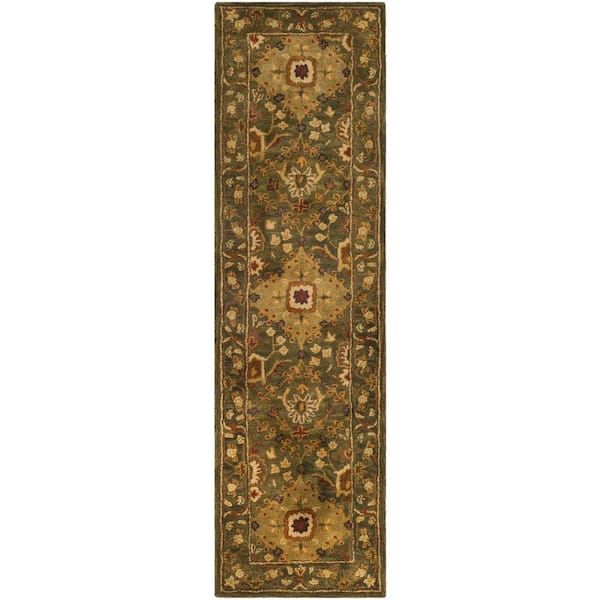 Antiquity Olive 2 ft. x 10 ft. Border Runner Rug