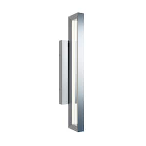Liam 24 in. Silver Outdoor Hardwired Coach Sconce with Integrated LED Included